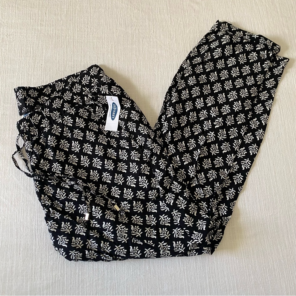 Black and Dark Navy Blue Patterned Pants